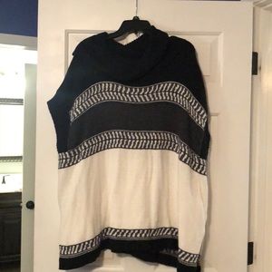 Old Navy Black/Off White Poncho Sweater